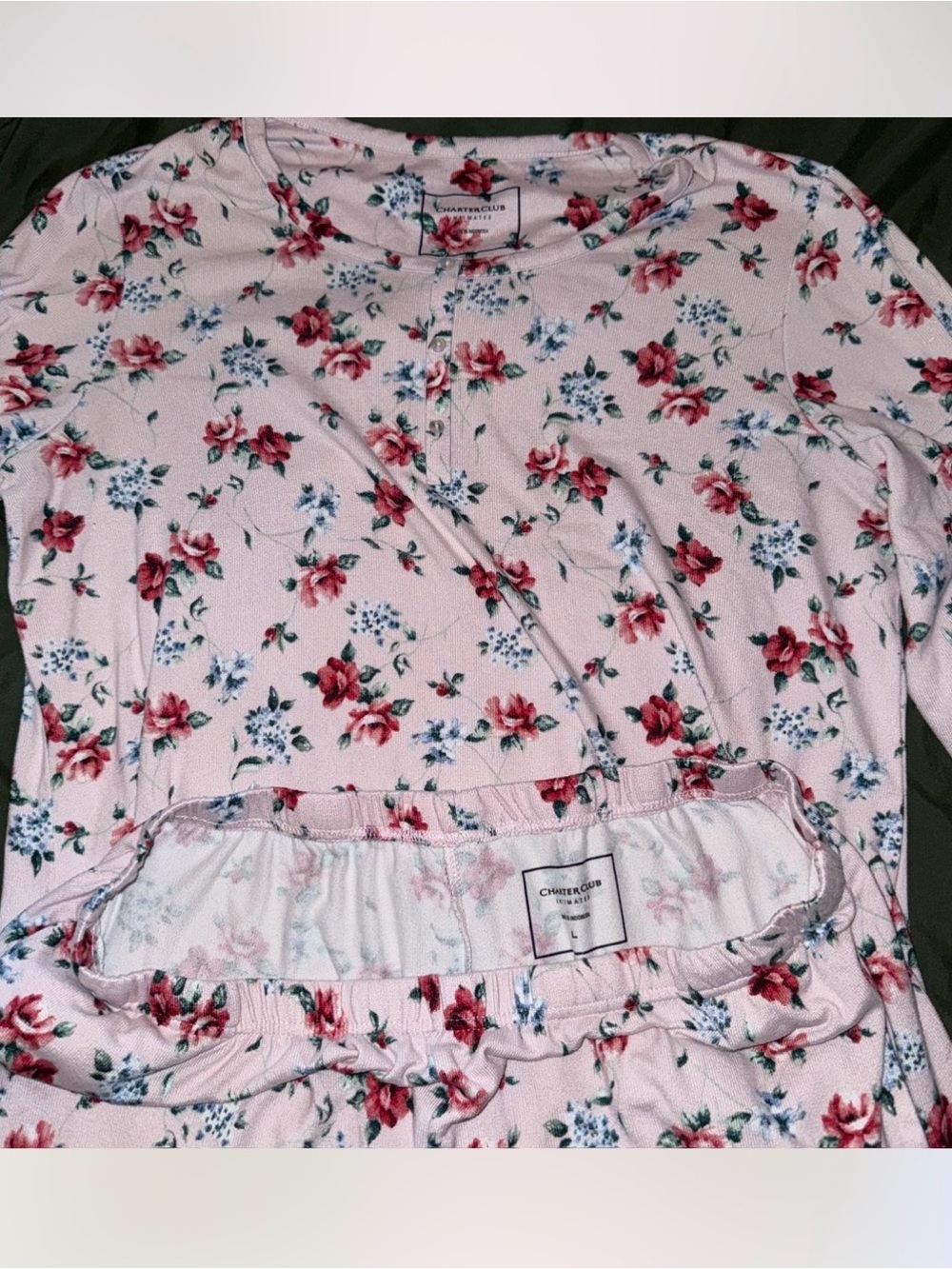 Charter Club Pink Floral Pajama Set Size L